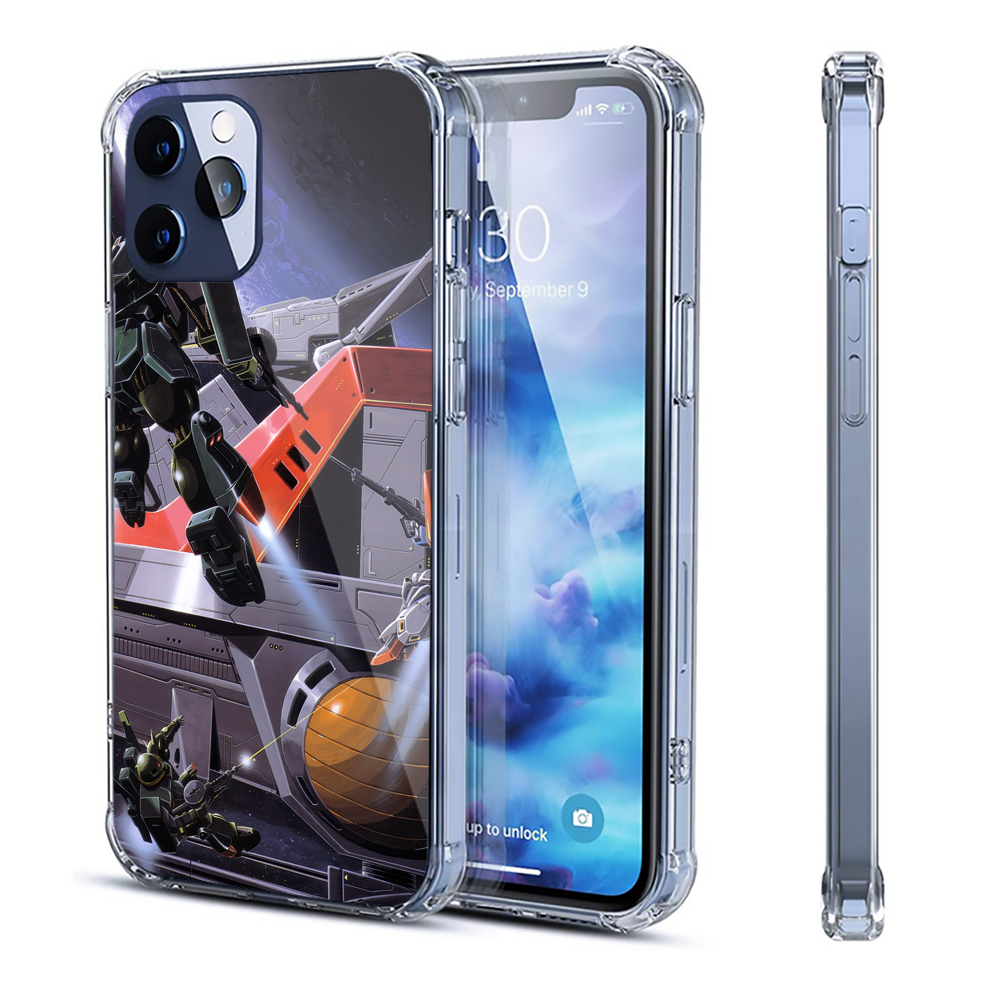 （画像用） 機動戦士ガンダム Mobile Suit Gundam 【iPhone 12シリーズ対応】透明スマホケース（クリアソフトケース）